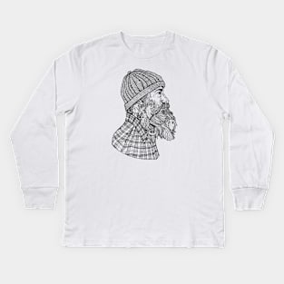 THE BEARDED MAN Kids Long Sleeve T-Shirt